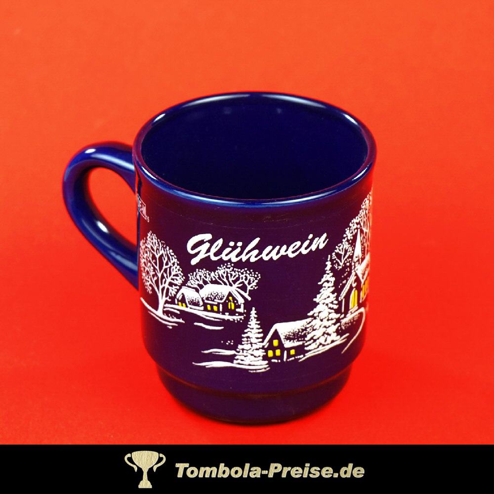 Glühweinbecher blau mit Henkel