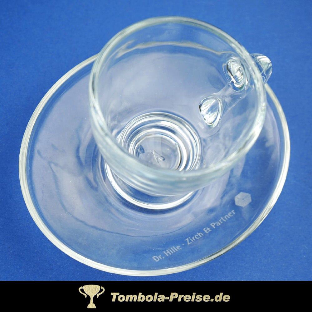 Glas-Espressotasse mit Gravur