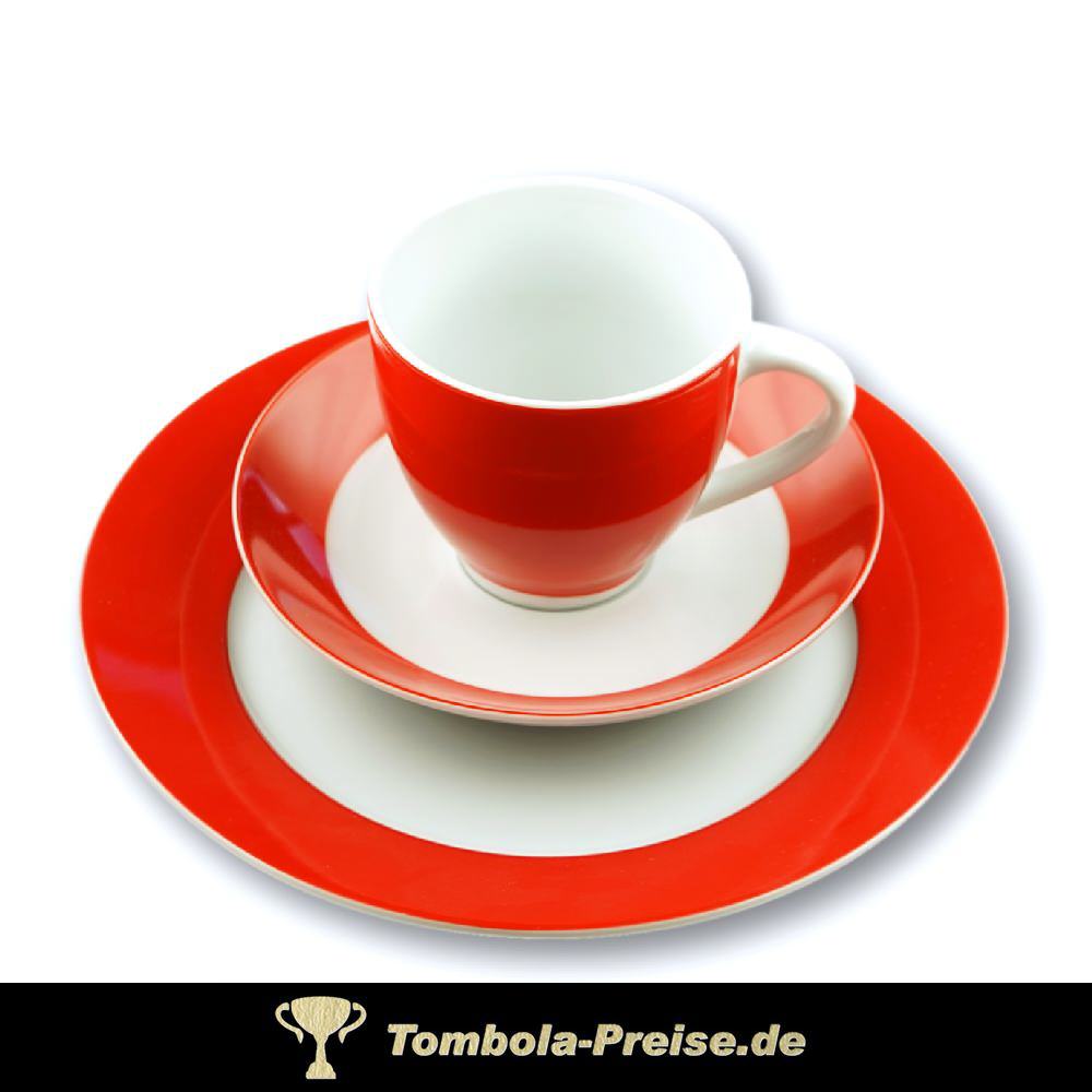 Kaffee-Service rot-weiß 3-teilig