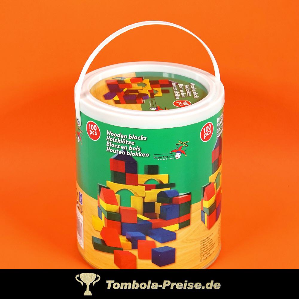 Holzbausteine 100teilig in Eimer