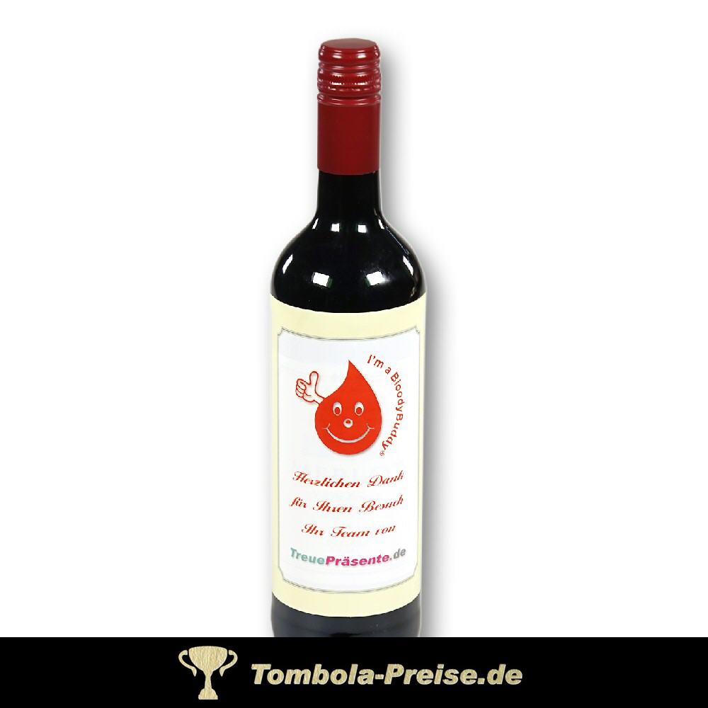 Rotwein mit individuellem Etikett