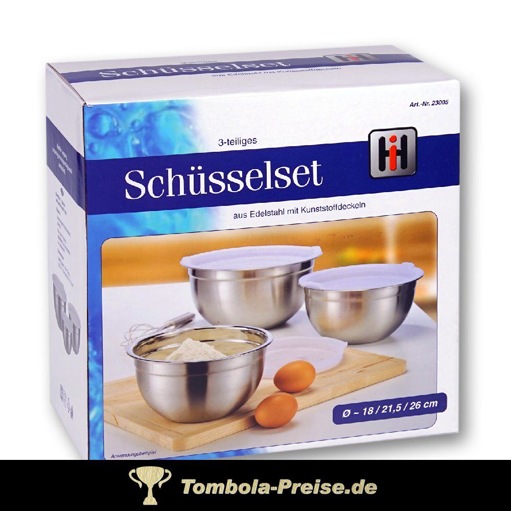 3er-Set Edelstahl-Schüsseln mit Deckel