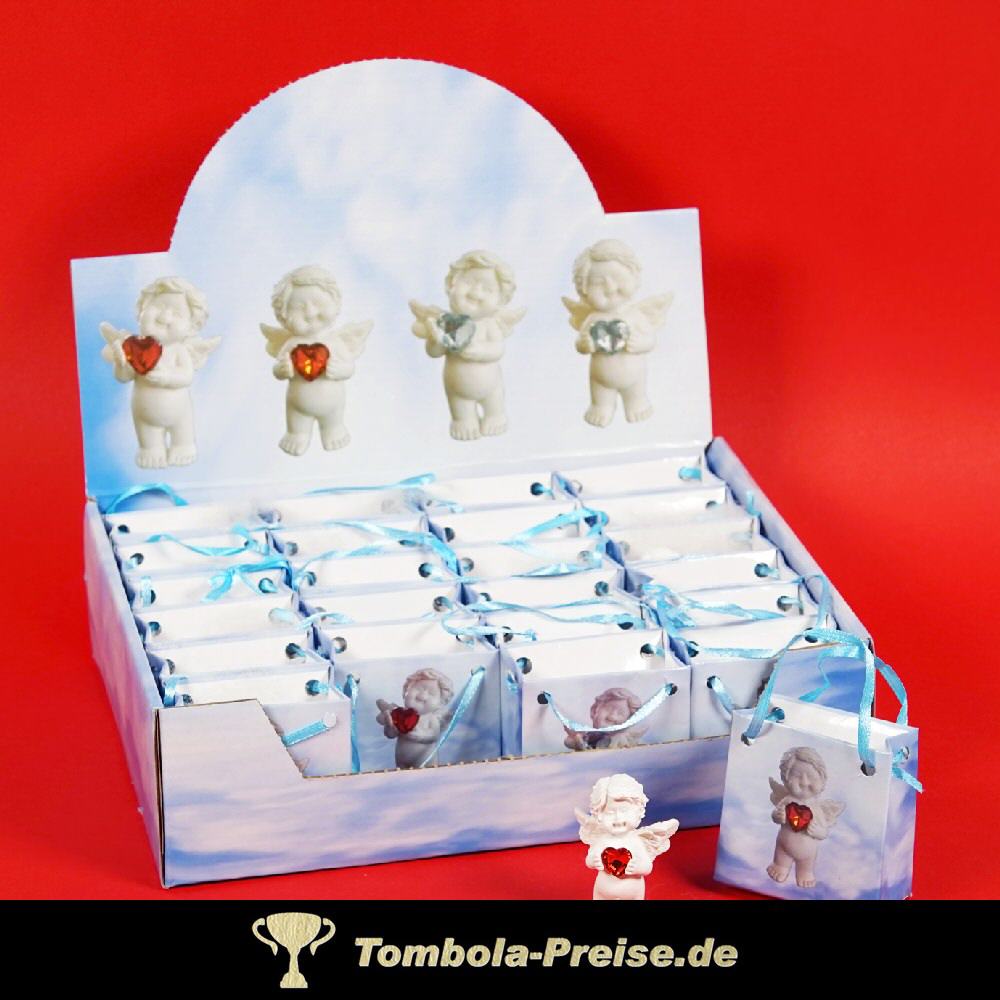 Engel mit Glasherz in Geschenktütchen