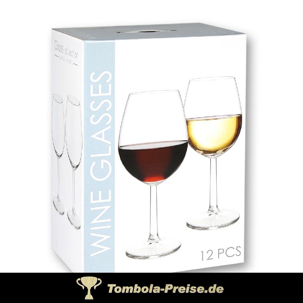 12er-Set Rotwein und Weißweingläser