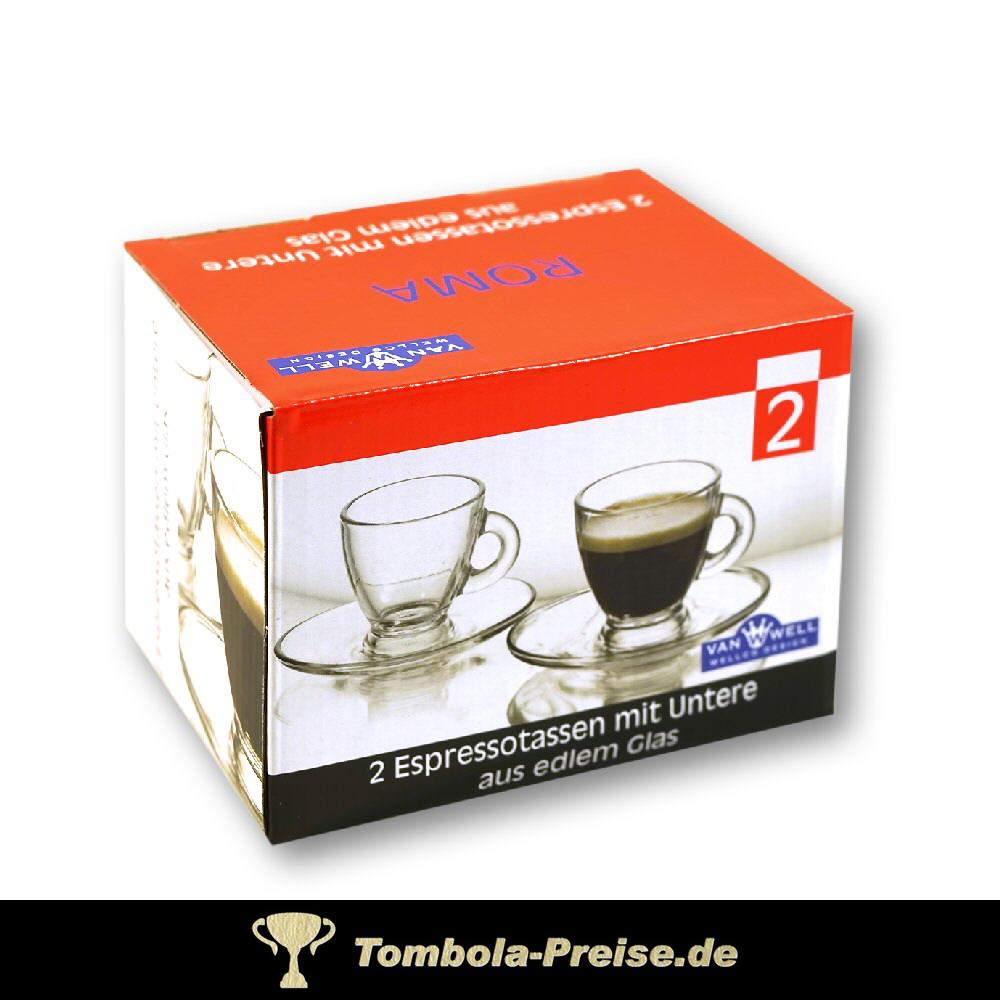 TreuePräsent Espresso-Tassen aus Glas