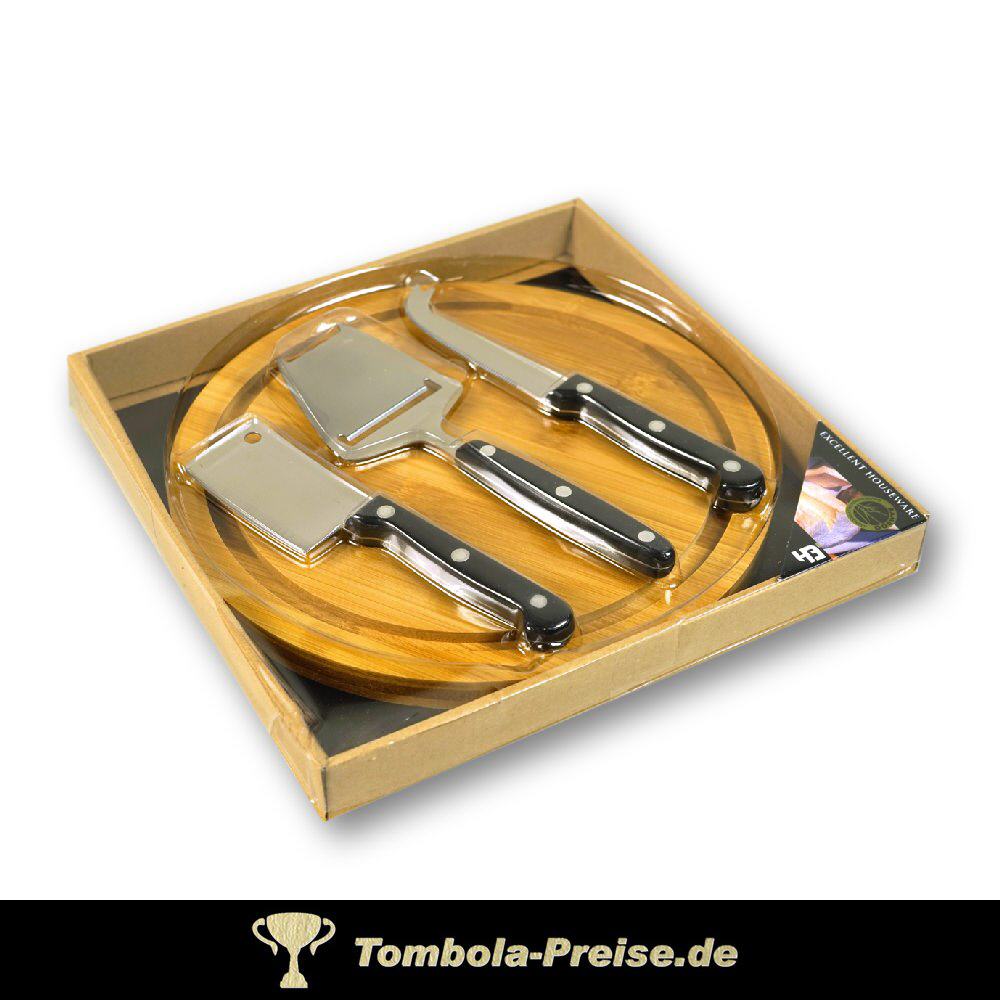 TreuePräsent Schneidbrett mit Käse-Messerset