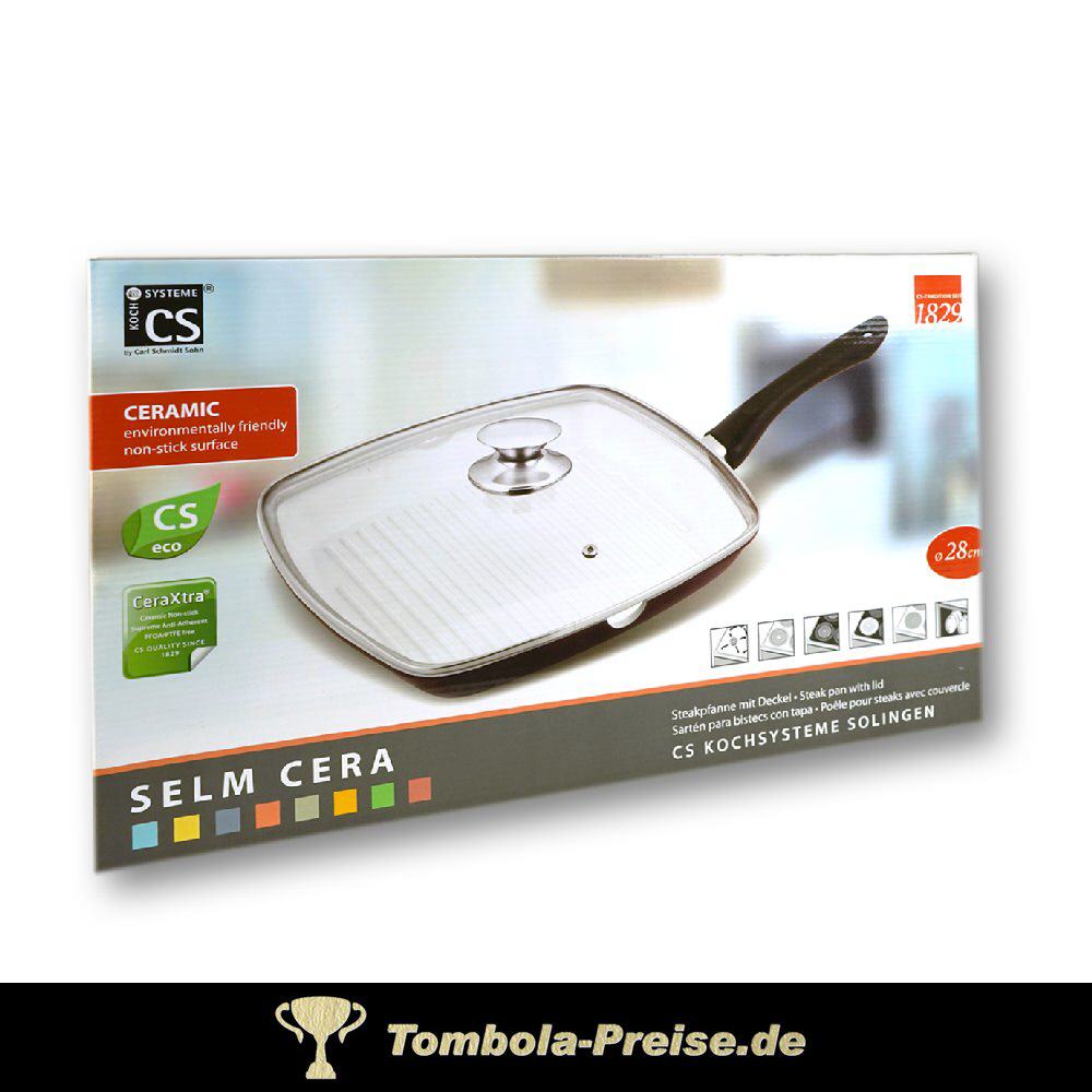 TreuePräsent Steakpfanne mit Deckel 28 cm
