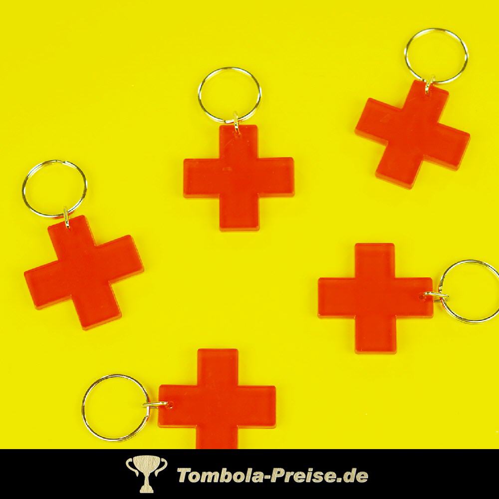 Schlüsselanhänger rotes Kreuz transparent