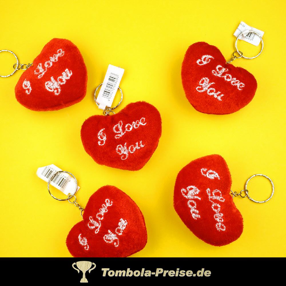 Schlüsselanhänger Plüschherzen I love You