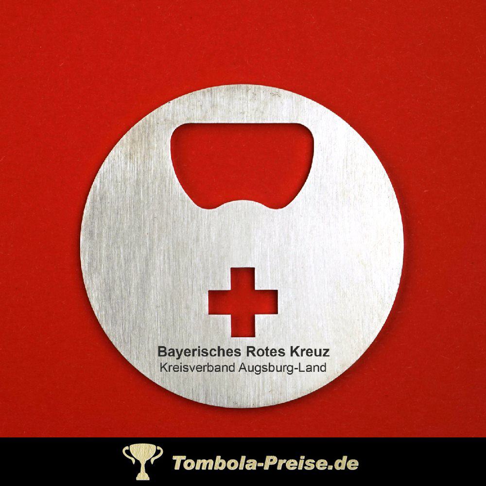 Flaschenöffner rund mit Ausstanzung Kreuz