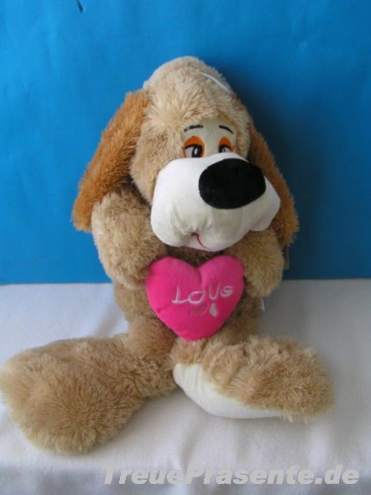 Plüsch-Kuschelhund mit Herz